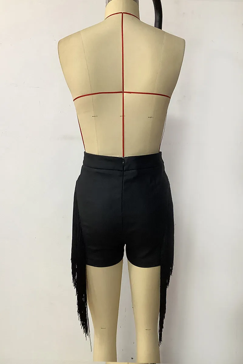 PL633 Slim Fit Fringed Shorts
