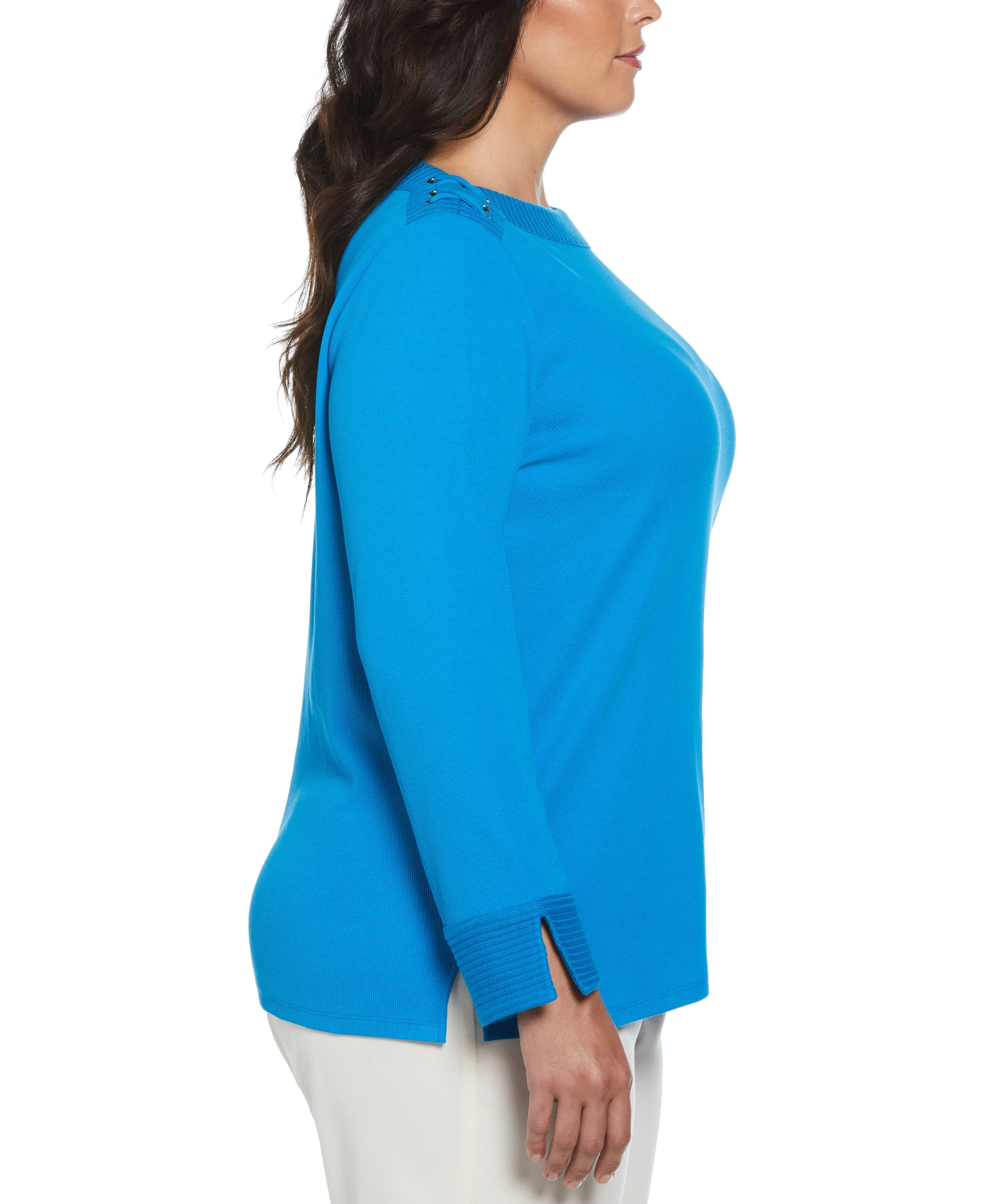 Plus Size Laced Boatneck Top