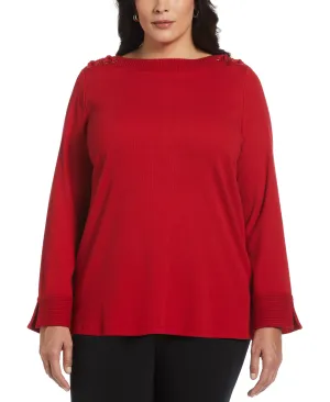 Plus Size Laced Boatneck Top