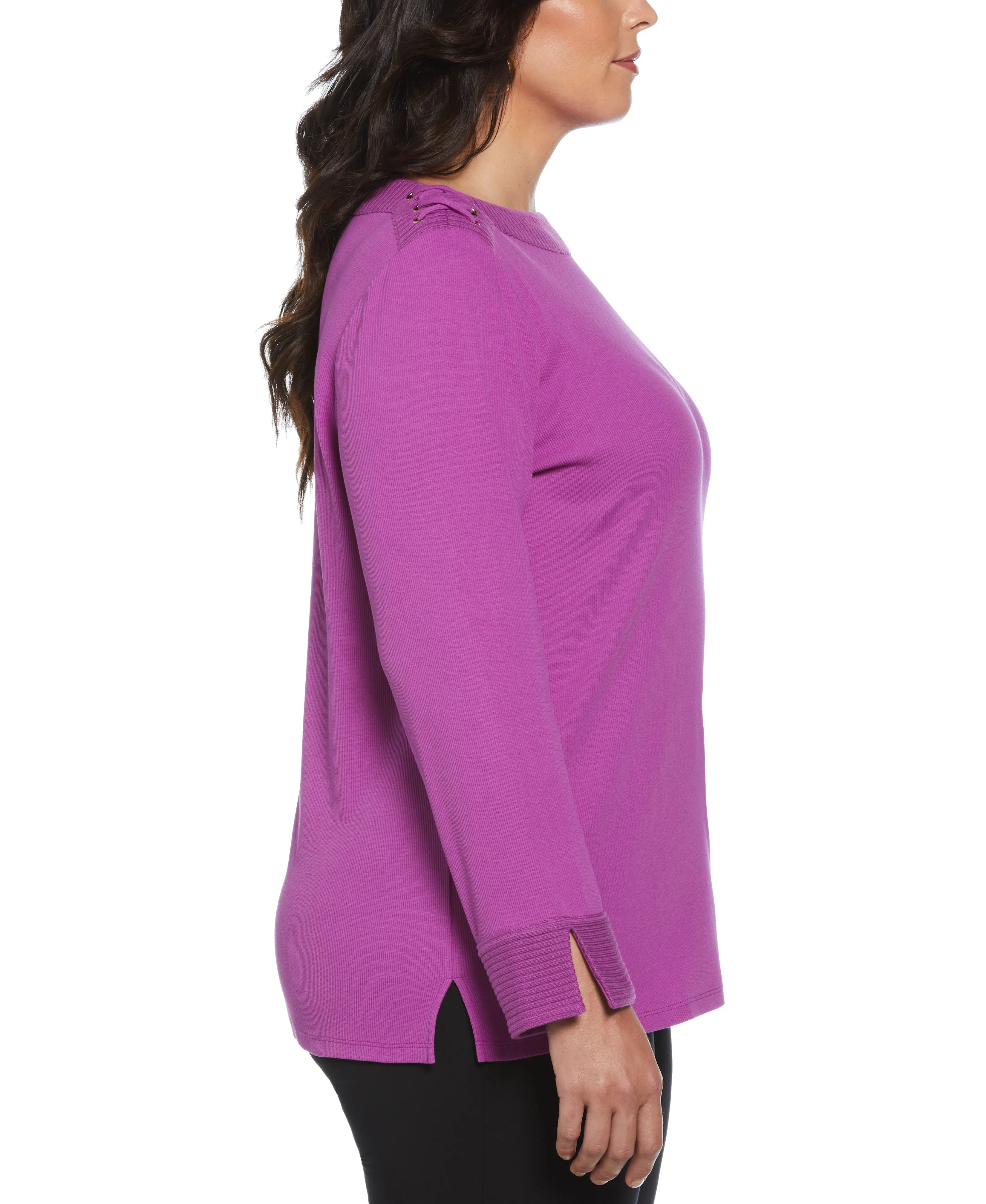 Plus Size Laced Boatneck Top