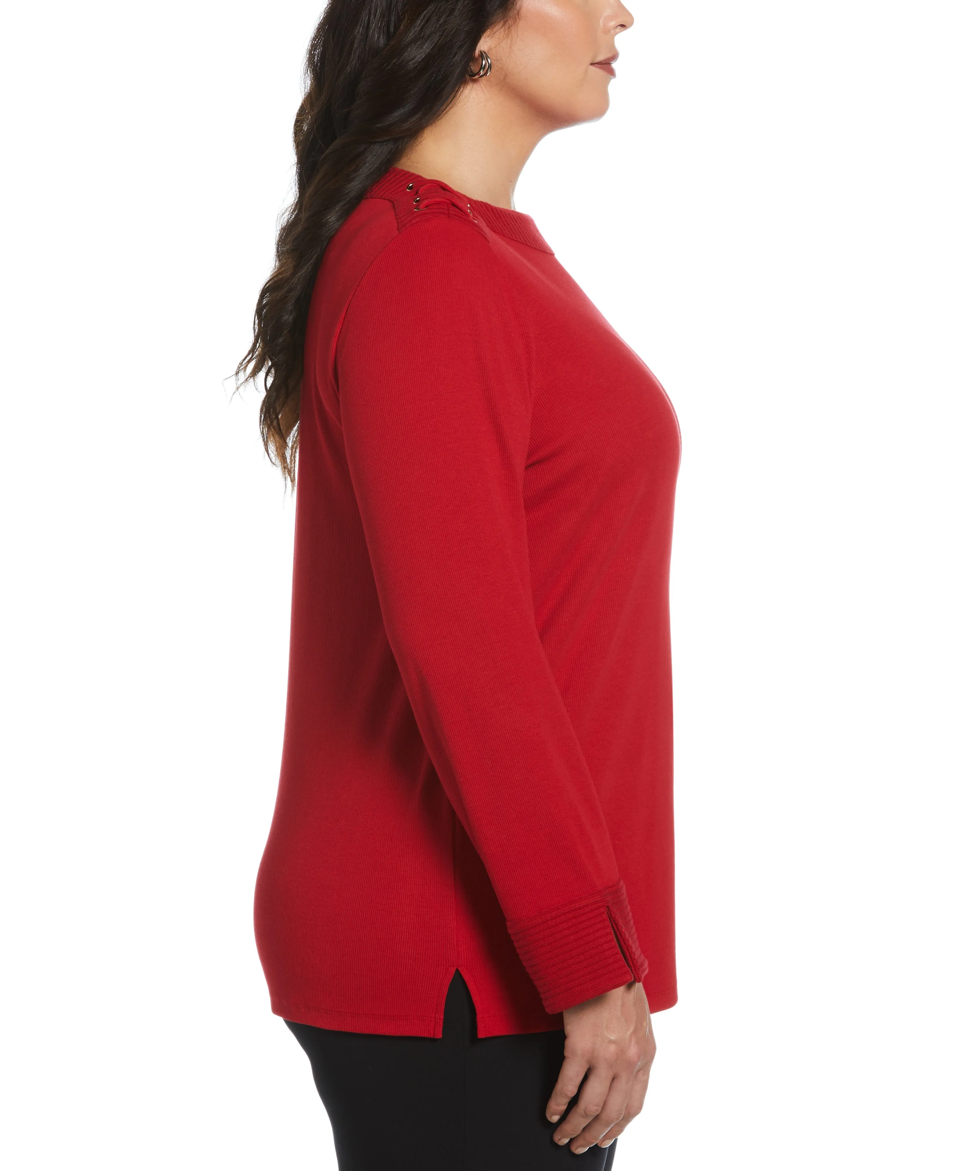 Plus Size Laced Boatneck Top