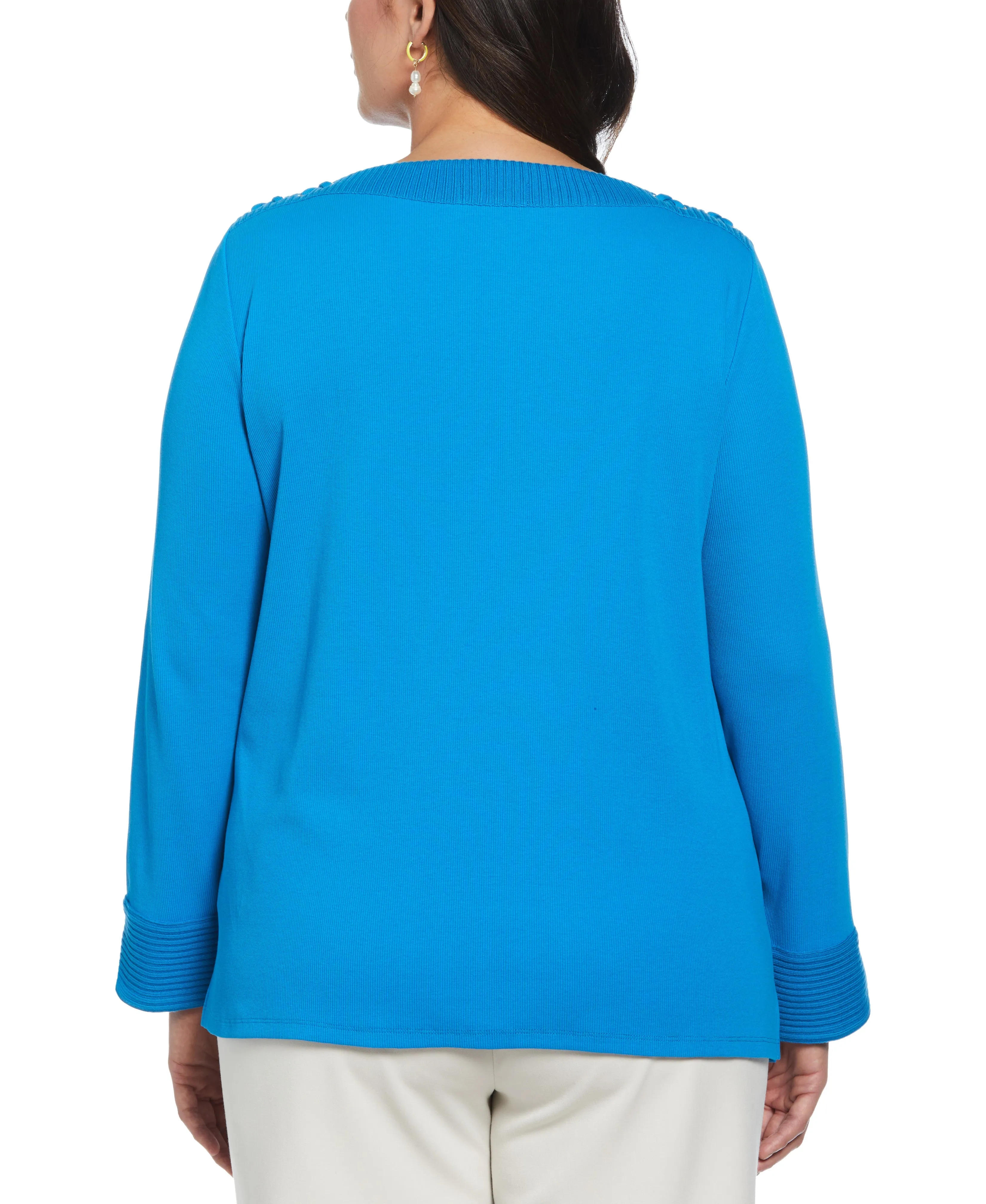 Plus Size Laced Boatneck Top