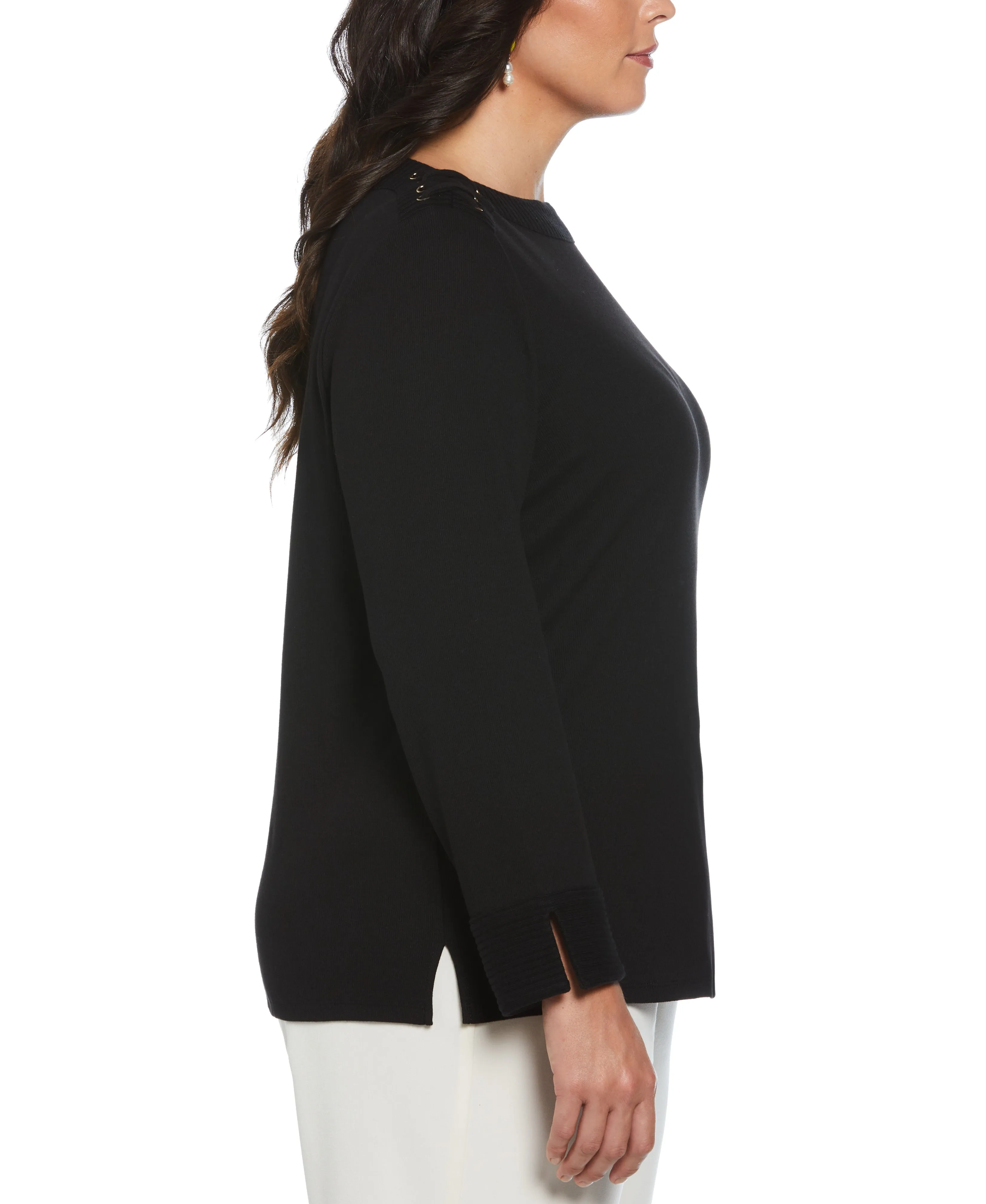 Plus Size Laced Boatneck Top