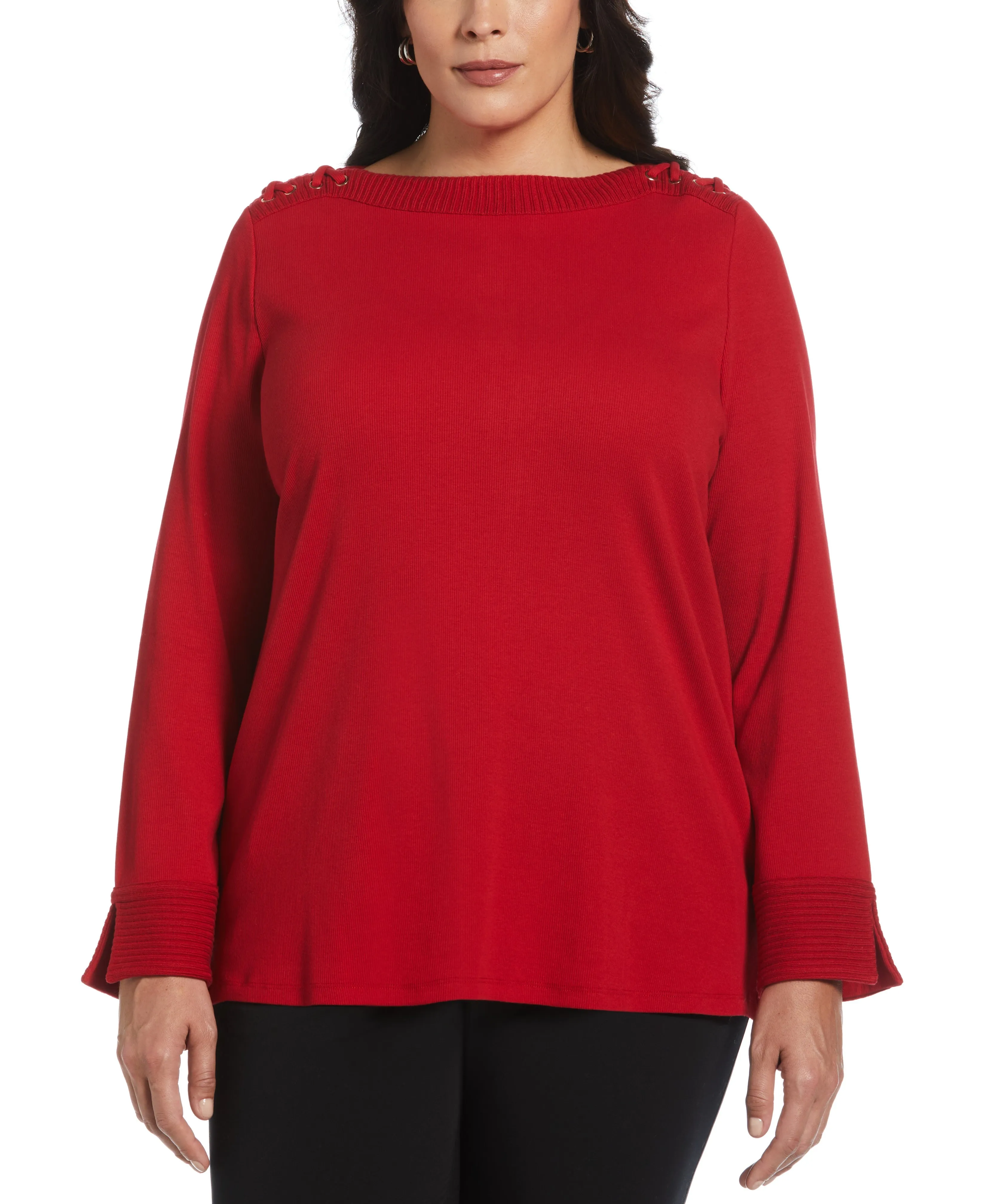 Plus Size Laced Boatneck Top