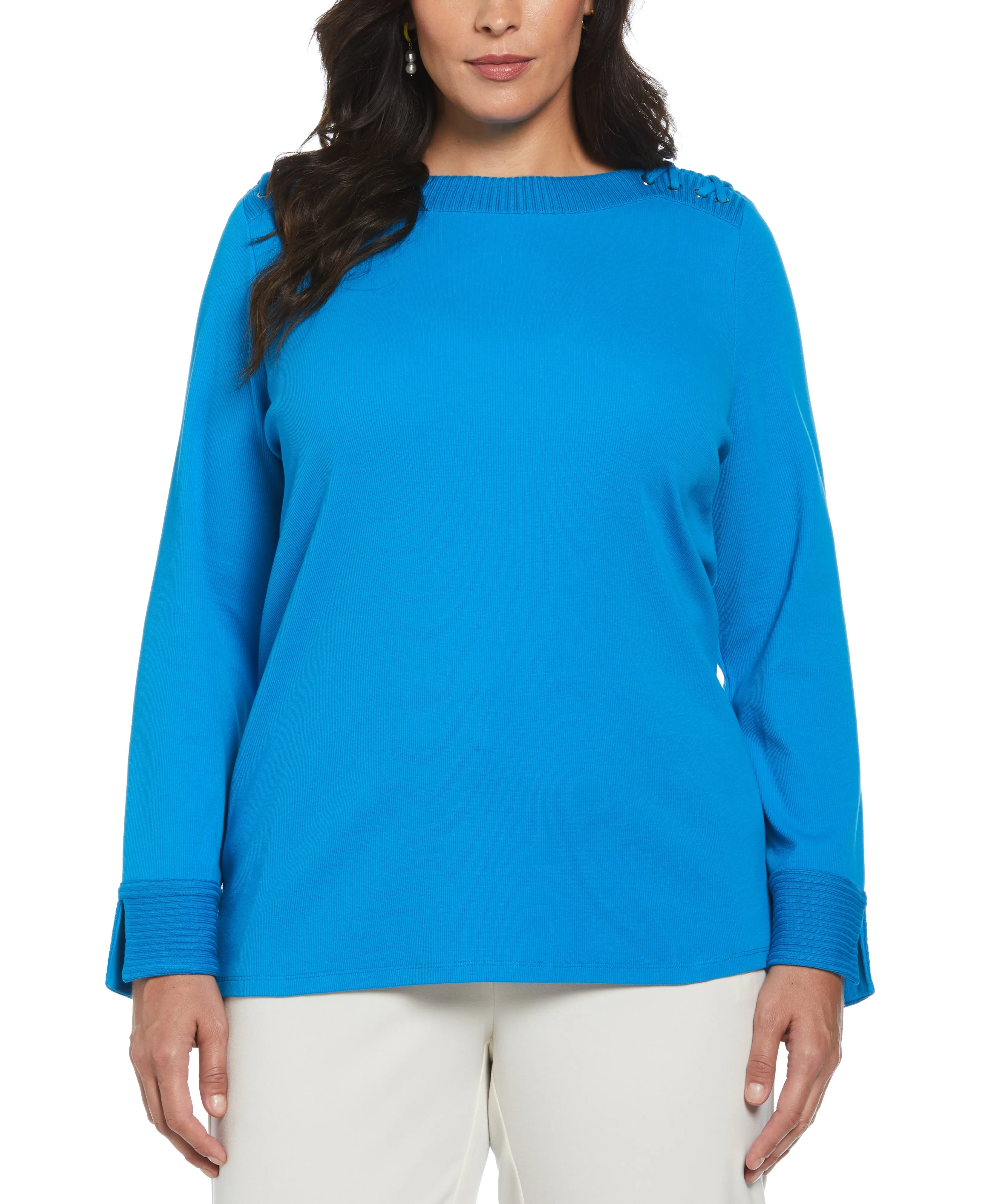 Plus Size Laced Boatneck Top