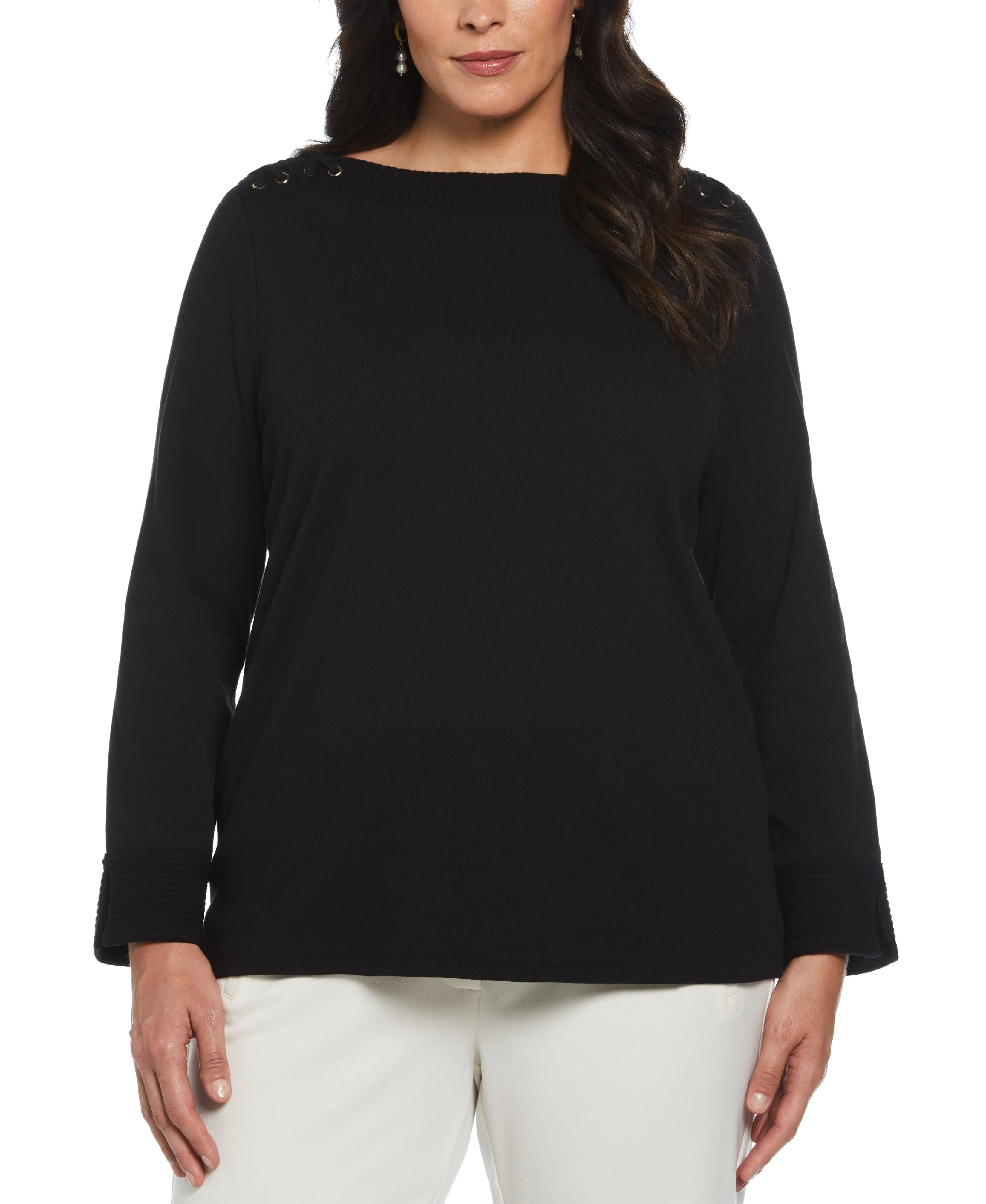 Plus Size Laced Boatneck Top