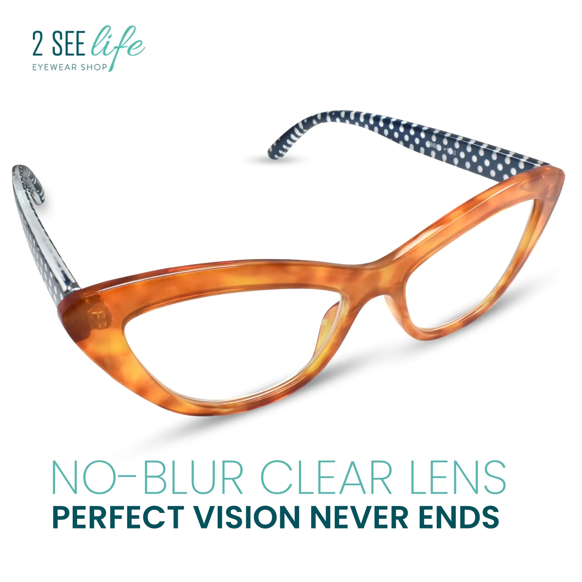 Polka Dots Cat Eye Reading Glasses | R-866
