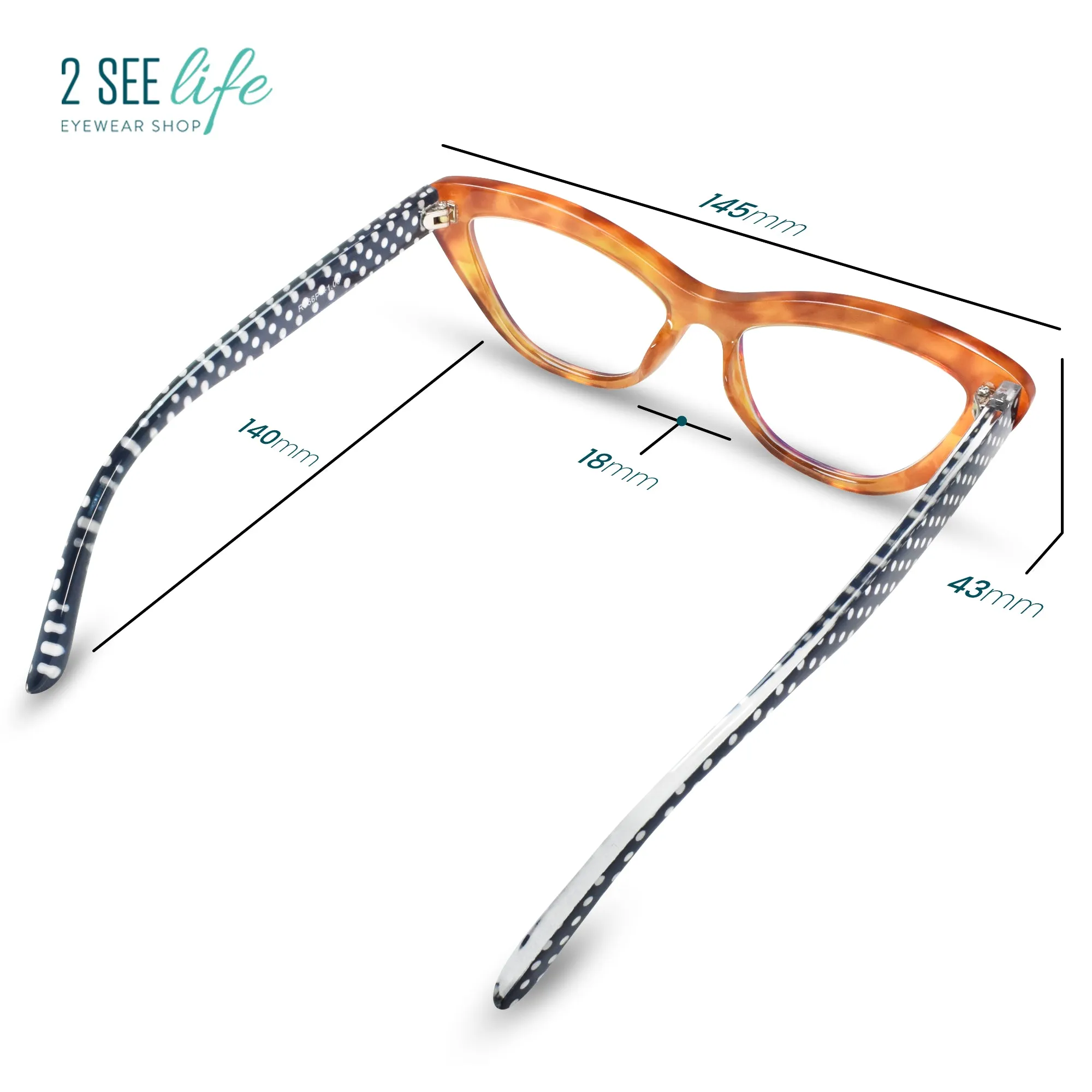 Polka Dots Cat Eye Reading Glasses | R-866