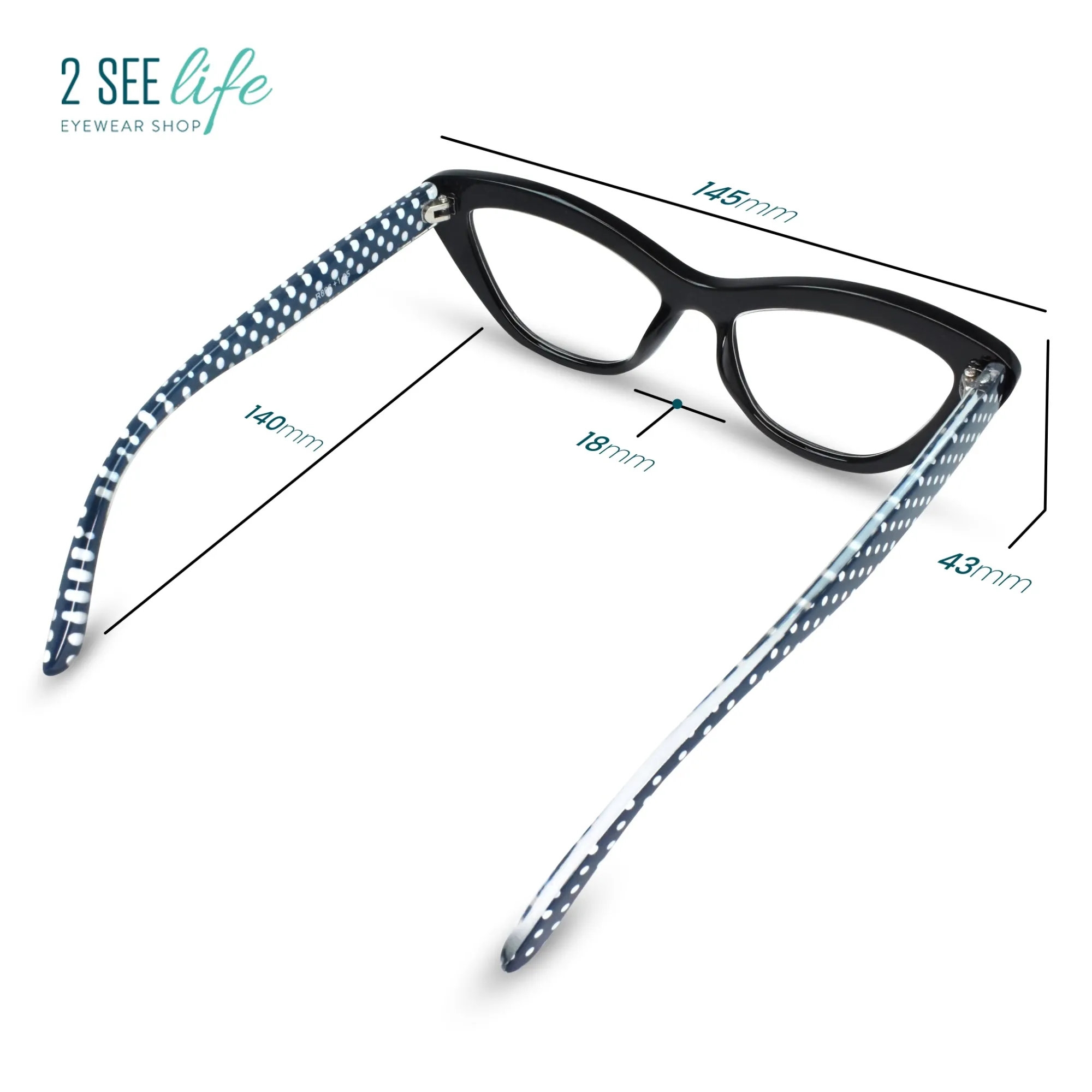 Polka Dots Cat Eye Reading Glasses | R-866