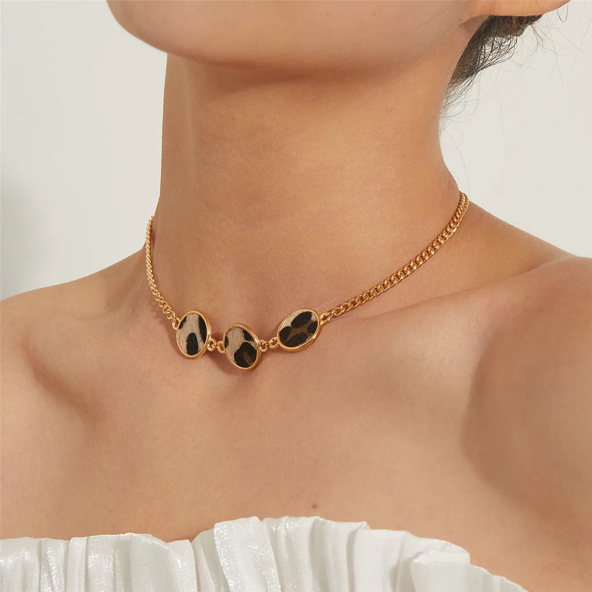 Polystyrene & 18K Gold-Plated Tri-Round Pendant Necklace