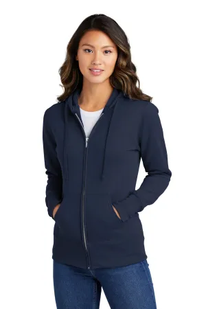 Port & Company Women's Core Fleece Full-Zip Hooded Sweatshirt. LPC78ZH Navy