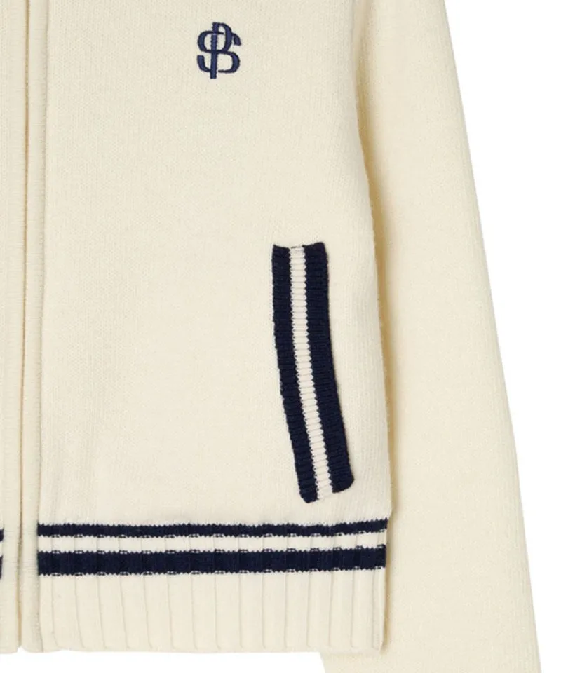 POSHERD Embroidered Merino Wool Windbreaker Knit Top - Ivory