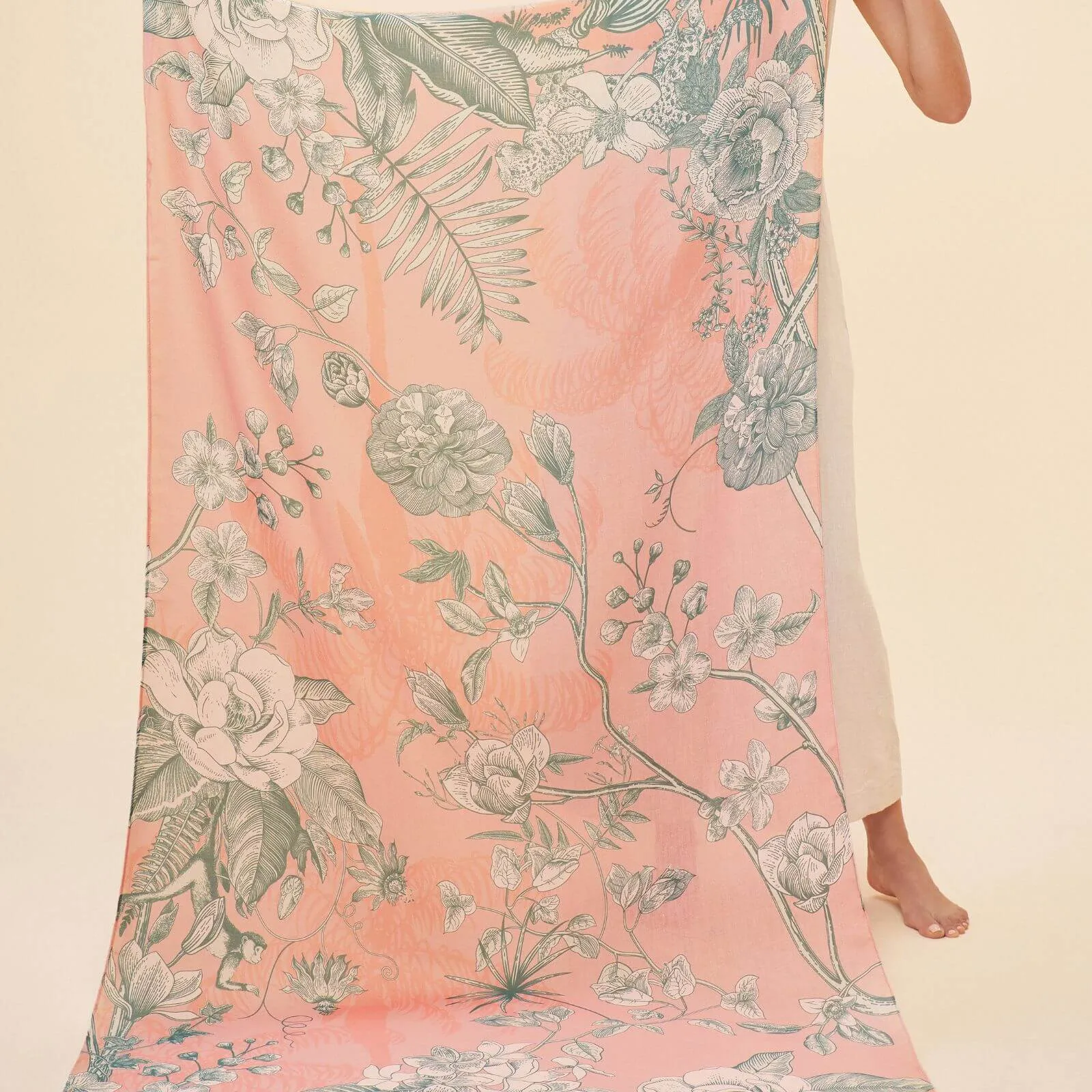 Powder Floral Jungle Print Scarf - Petal