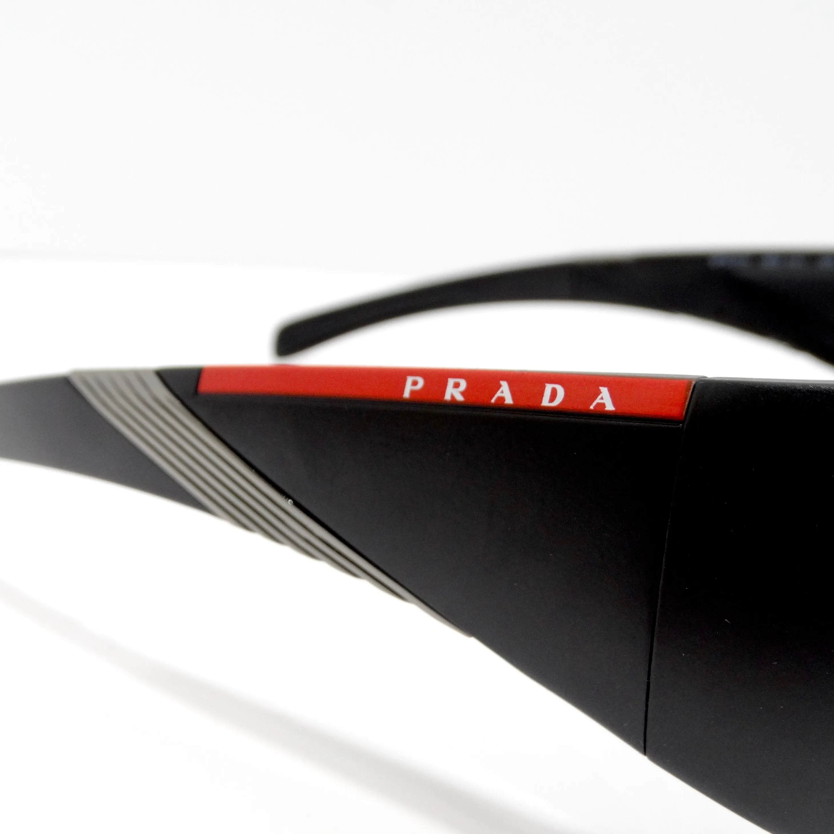 Prada 1990s Matte Black Shield Sunglasses