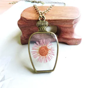 Pressed Flower & 18K Gold-Plated Vase Pendant Necklace