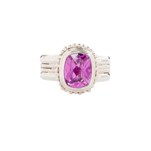 Pretty Little Pink Rose Corundum Sterling Silver Ring