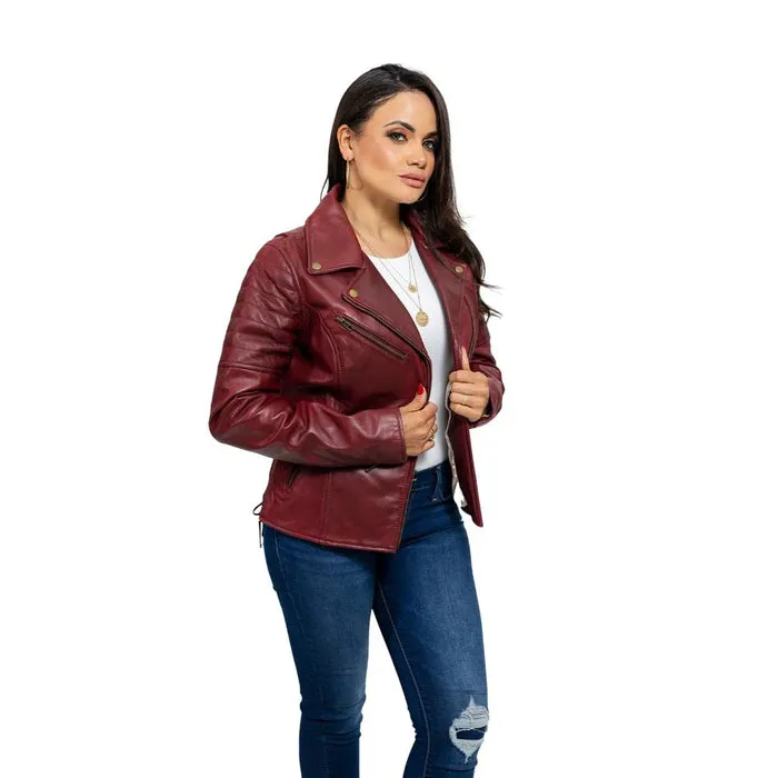 Princess - Women's Fashion Lambskin Leather Jacket (Oxblood)