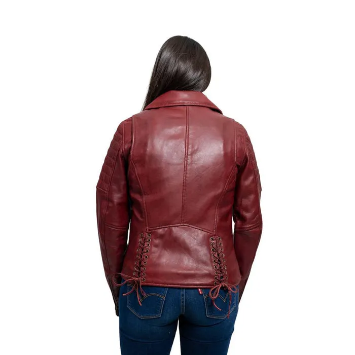 Princess - Women's Fashion Lambskin Leather Jacket (Oxblood)