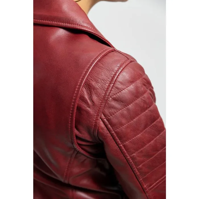 Princess - Women's Fashion Lambskin Leather Jacket (Oxblood)