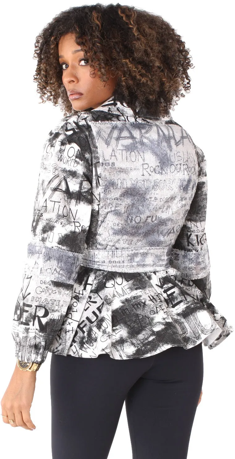 Printed Peplum Jacket -81785