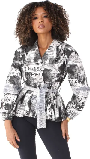 Printed Peplum Jacket -81785