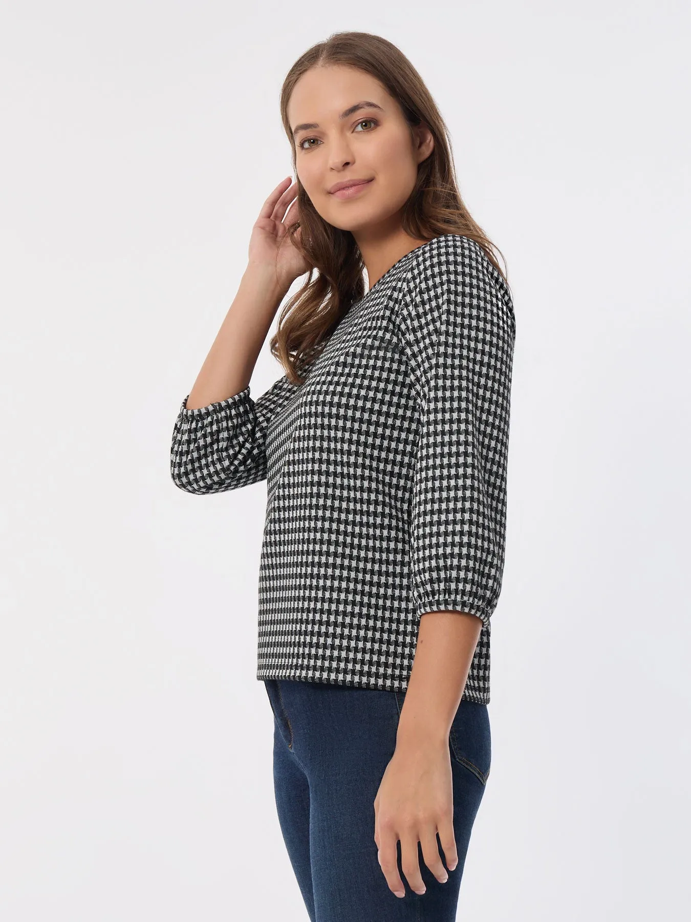Printed Puff Sleeve Top, Moss Crepe