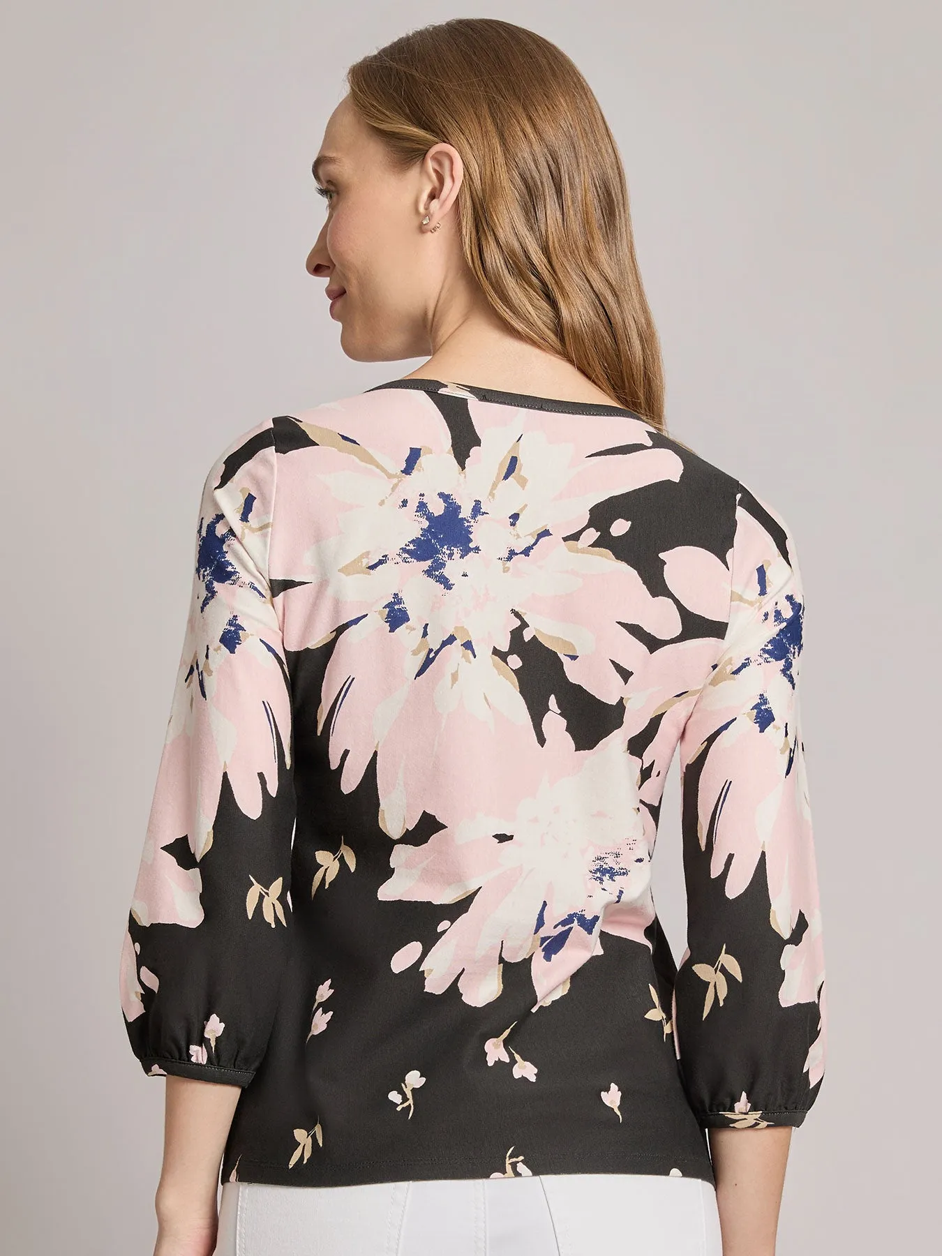 Printed Puff Sleeve Top, Moss Crepe