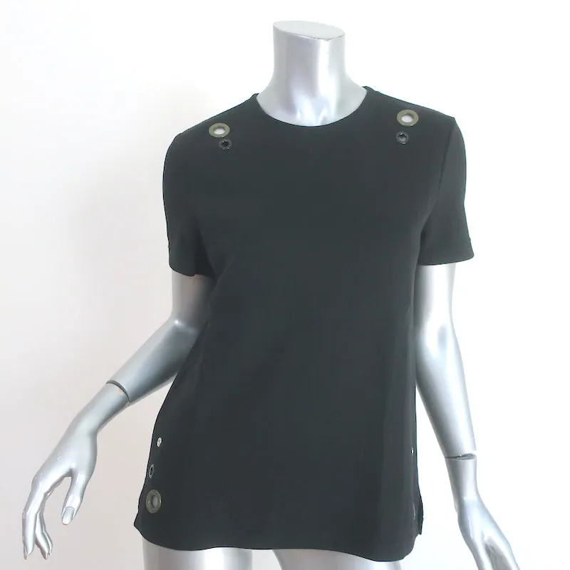 Proenza Schouler Grommet-Embellished Tee Black Size Extra Small Short Sleeve Top