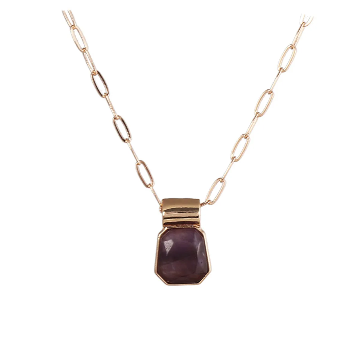 Purple Crystal & 18K Gold-Plated Ladder Pendant Necklace