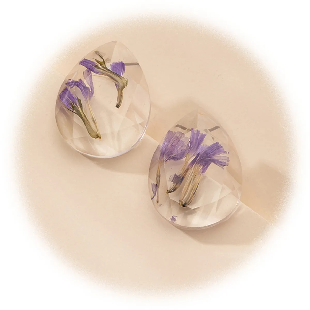 Purple Flower Petal & Silver-Plated Earrings