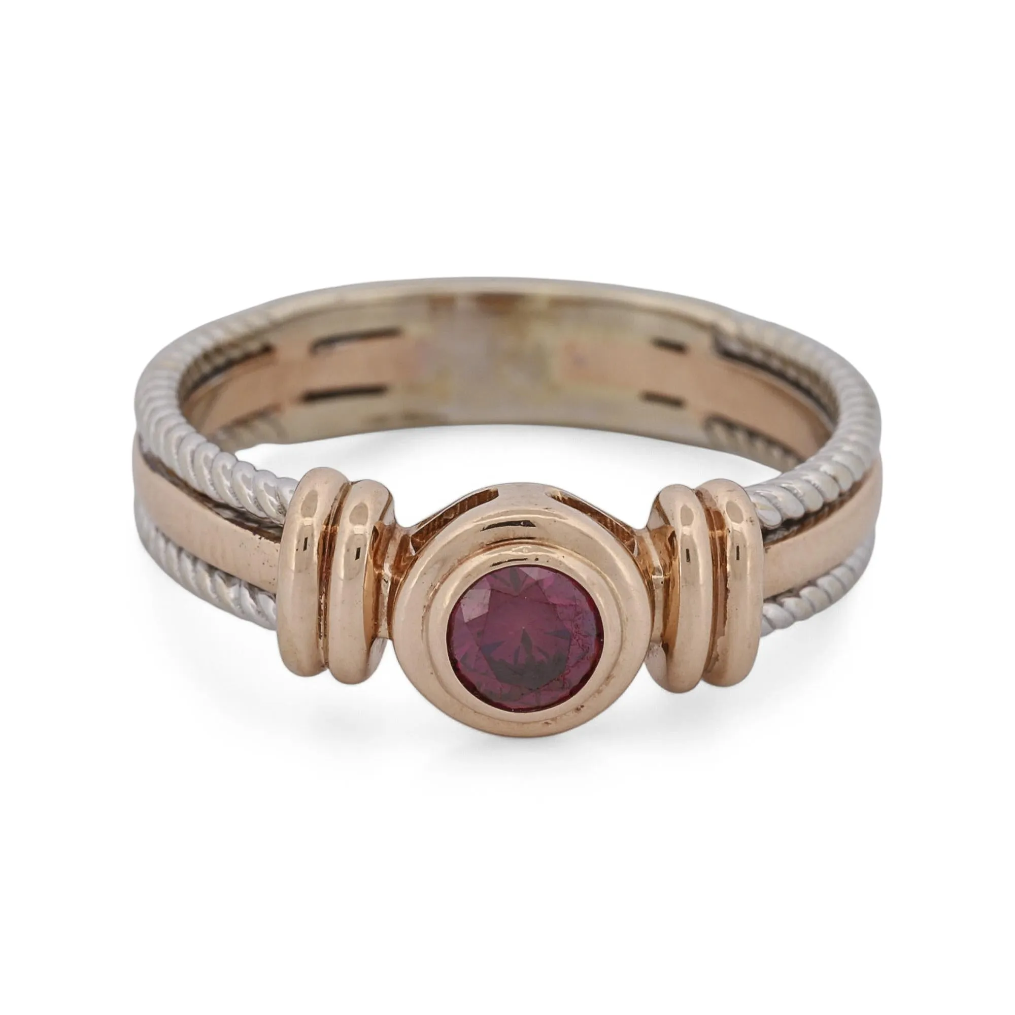 Purple Garnet Statement Ring in 14k Rose and White Gold