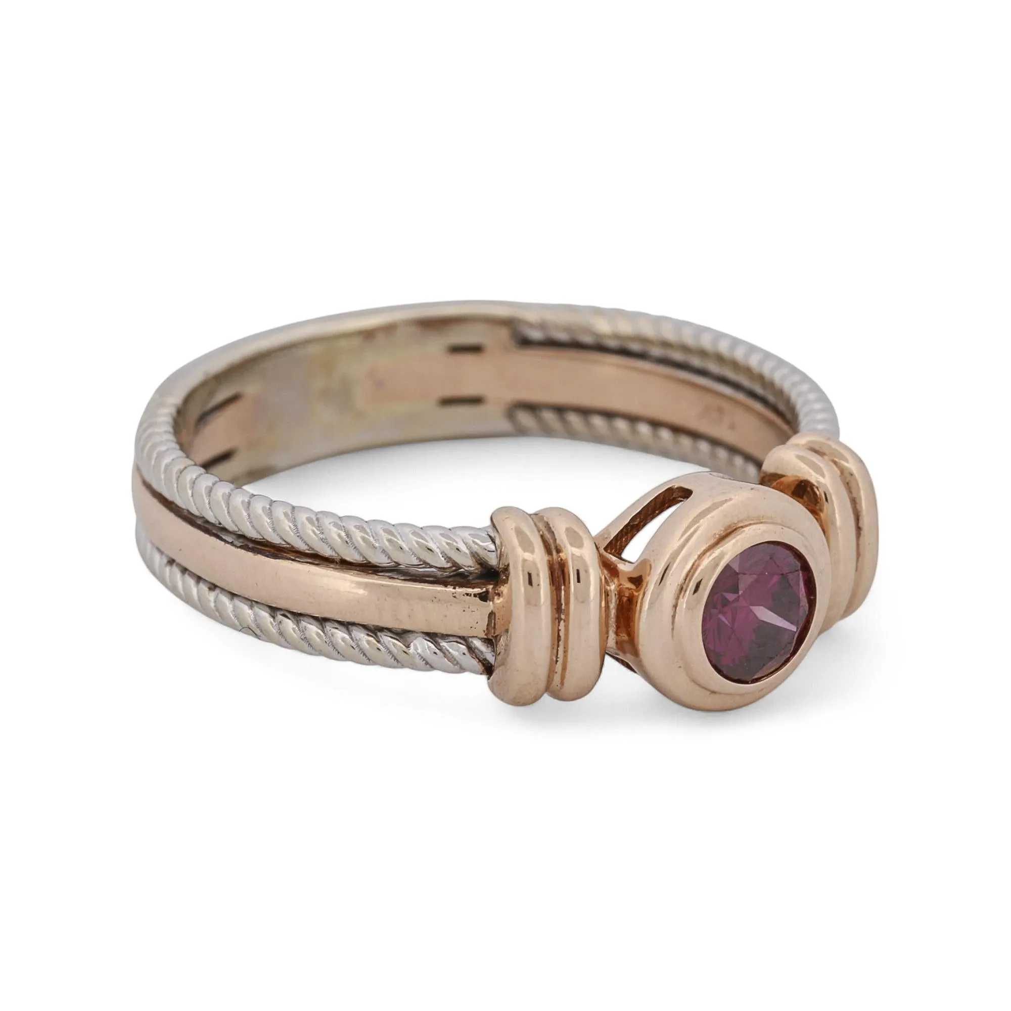 Purple Garnet Statement Ring in 14k Rose and White Gold
