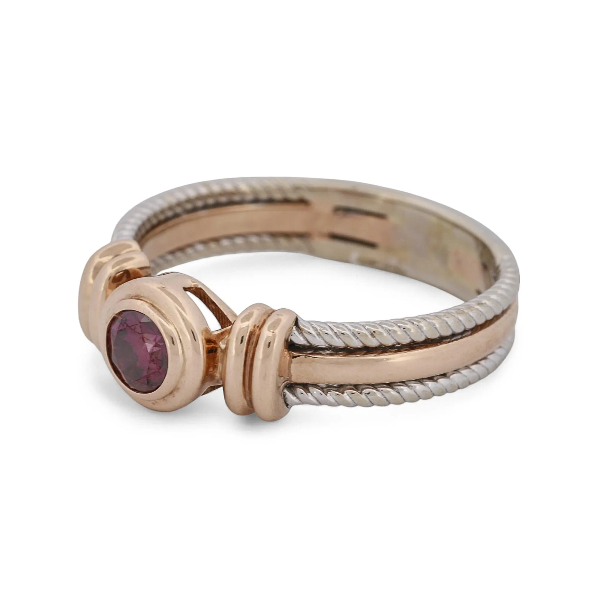 Purple Garnet Statement Ring in 14k Rose and White Gold