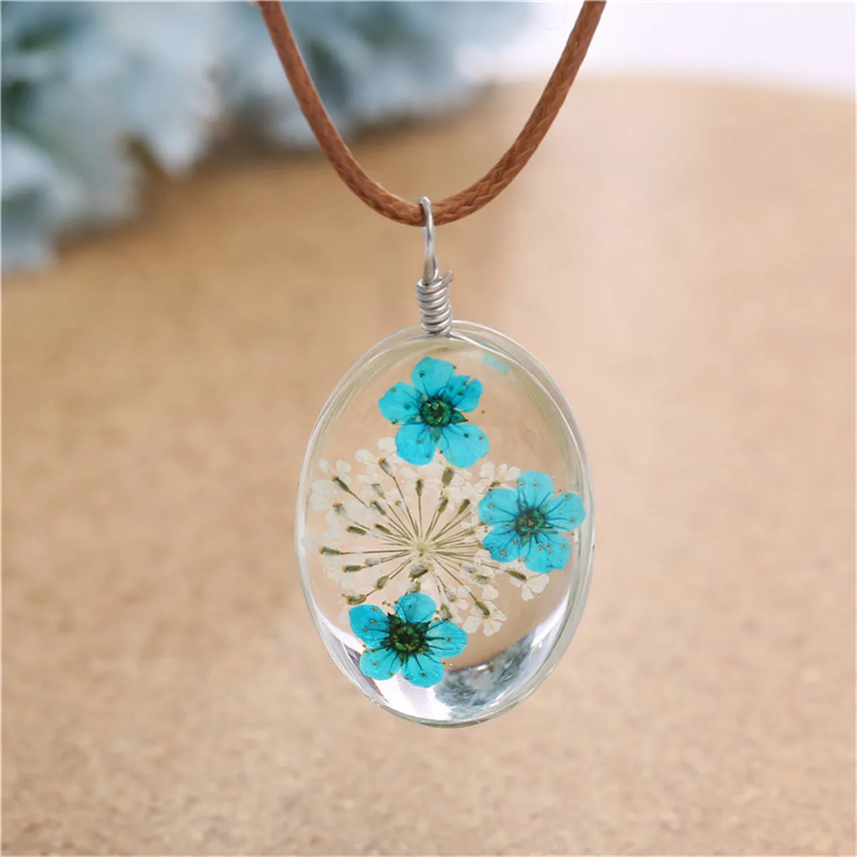 Purple Peach Blossom Pendant Necklace