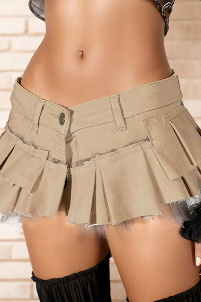 QR3058 Pleated Mini Skirt