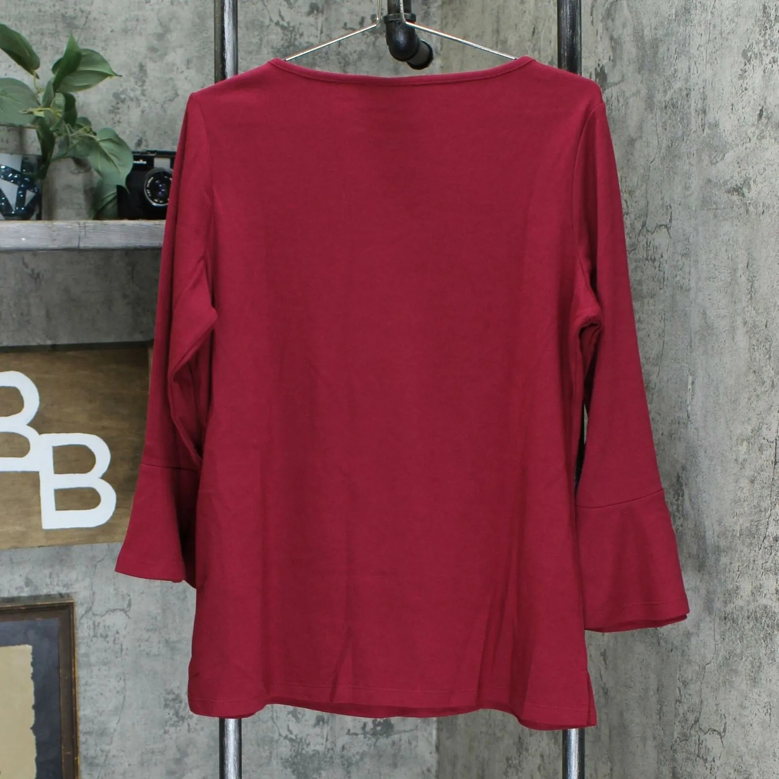Quacker Factory Women's Bell Sleeve Embellished Front Motif Knit Top