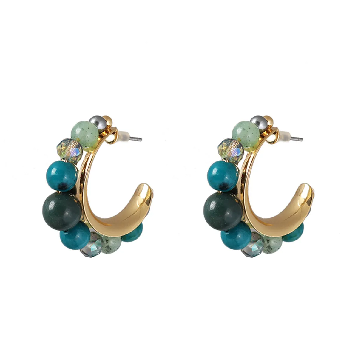 Quartz & 18K Gold-Plated Beaded Hoop Earrings