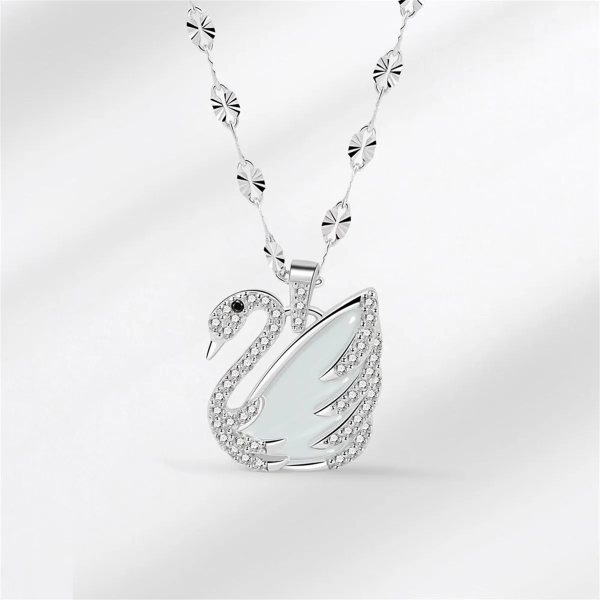 Quartz & Cubic Zirconia Silver-Plated Swan Pendant Necklace