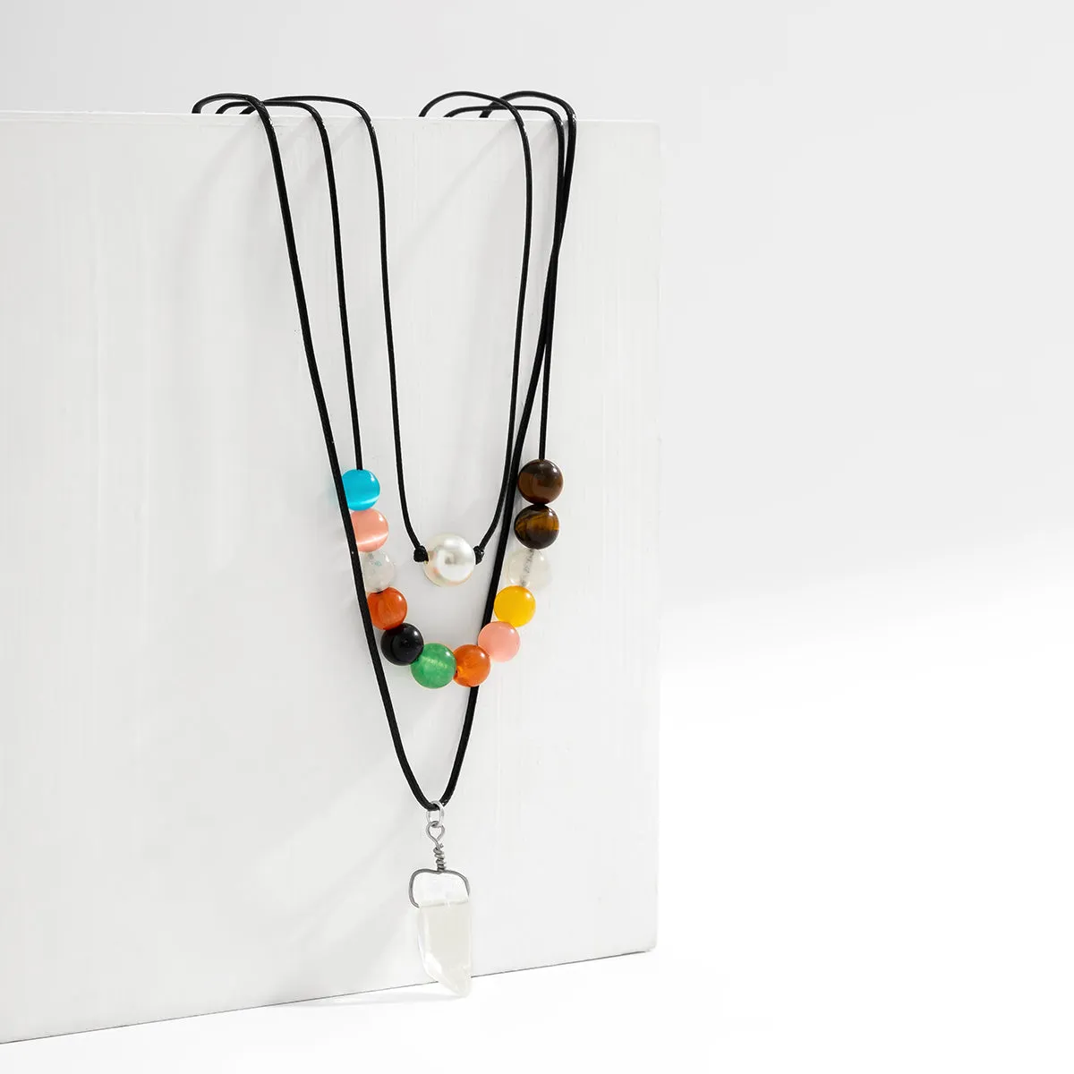 Quartz & Pearl Silver-Plated Beaded Necklace Set