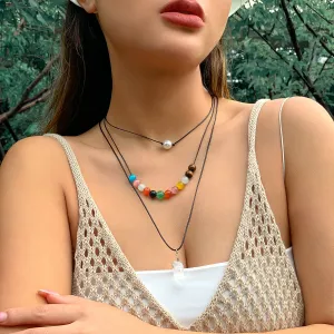 Quartz & Pearl Silver-Plated Beaded Necklace Set