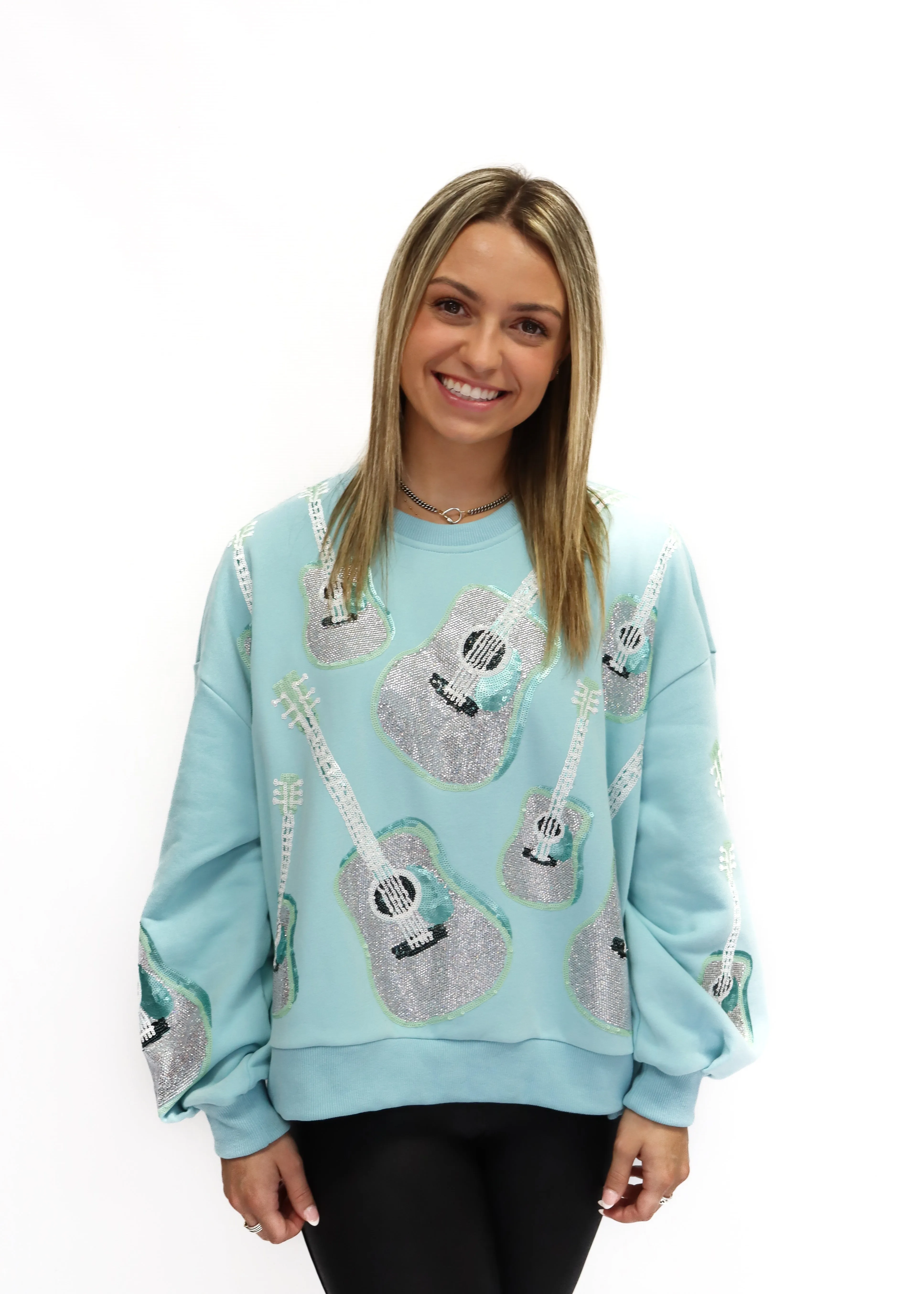 Queen of Sparkles Mint Guitar Sweatshirt