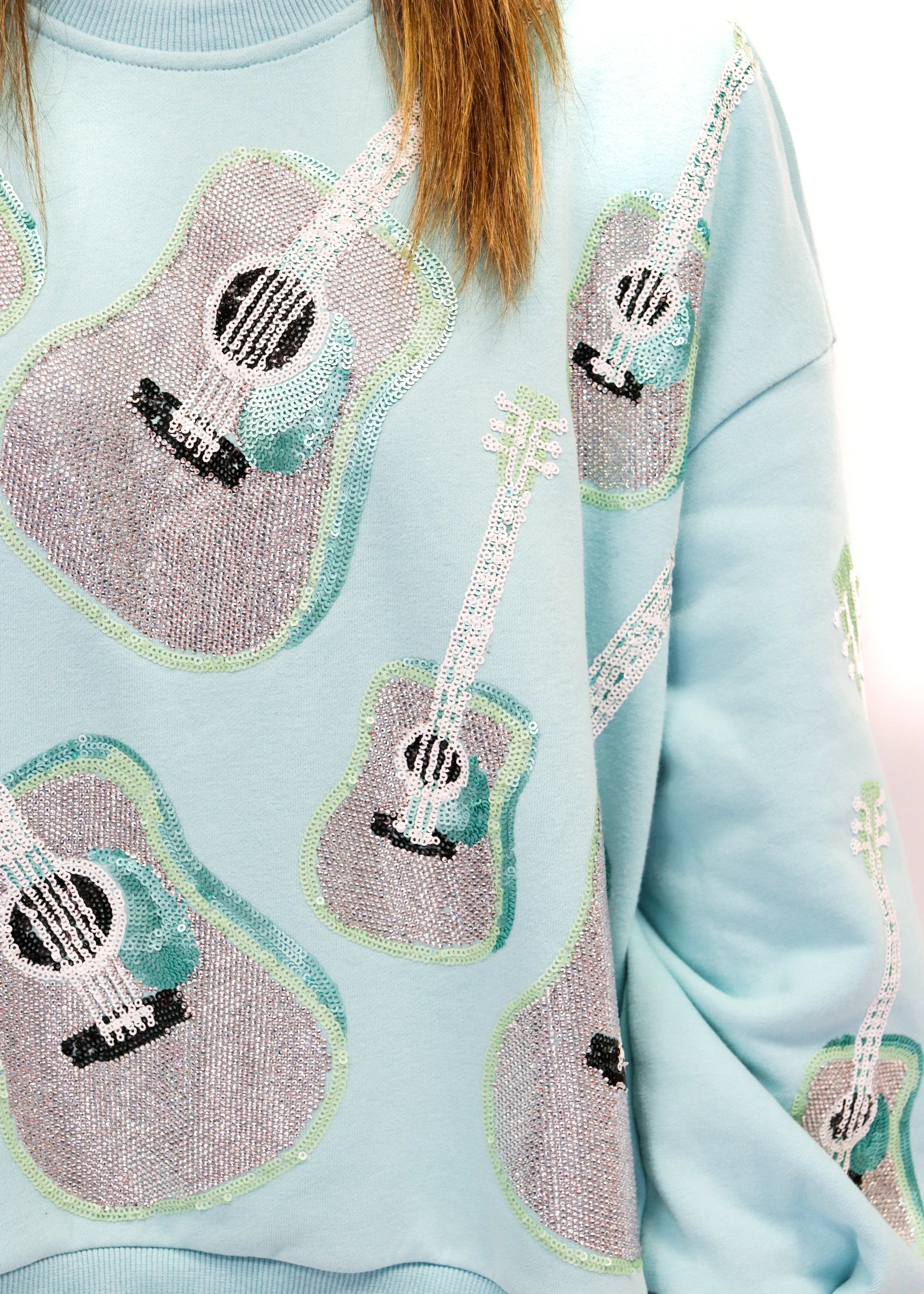 Queen of Sparkles Mint Guitar Sweatshirt