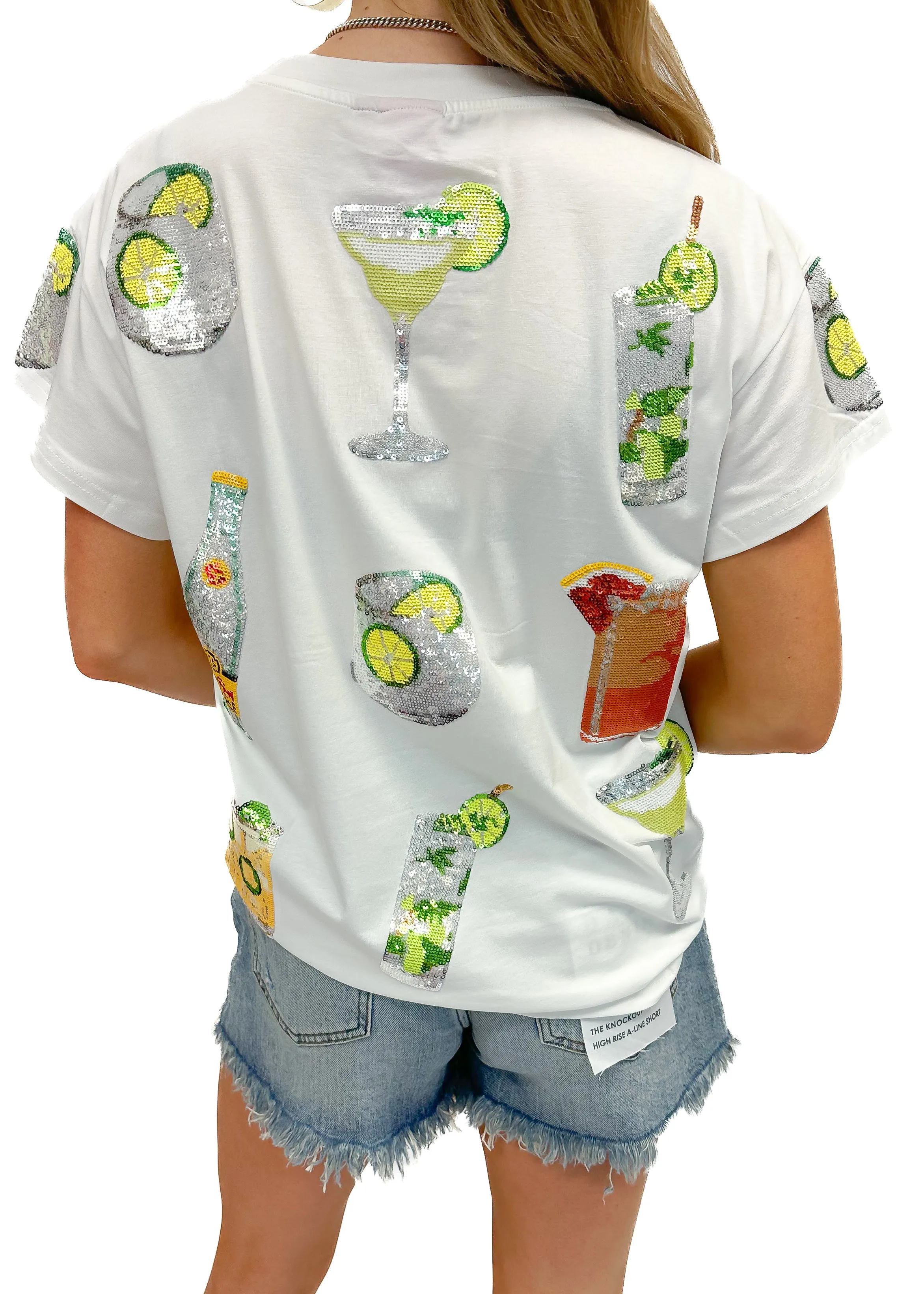 Queen of Sparkles White Multi Drink Tee