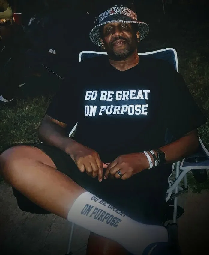 "Go Be Great On Purpose" Socks White w/Black Letters