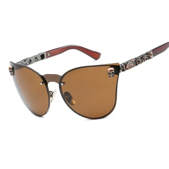 "Khrome Kitty" Cat-Eye Skull Women's Sunglasses - 8 Color Options