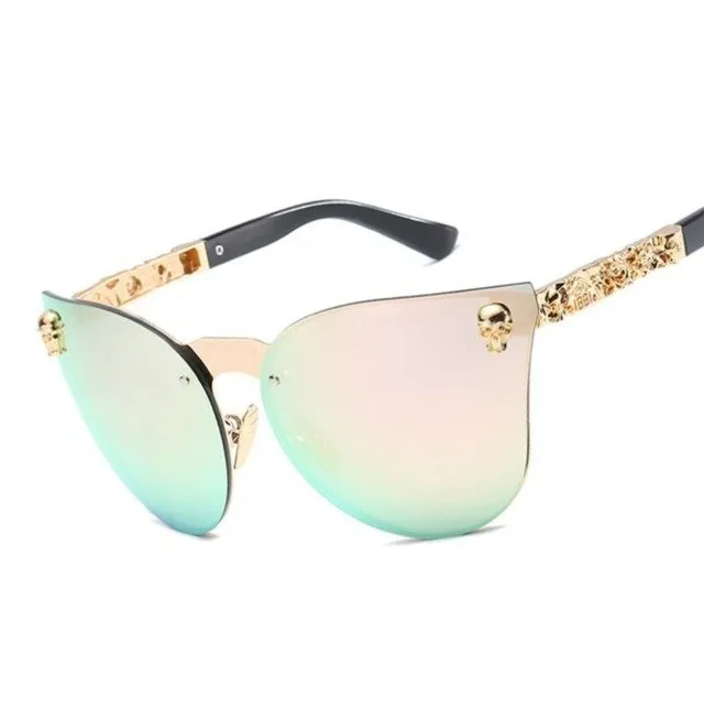 "Khrome Kitty" Cat-Eye Skull Women's Sunglasses - 8 Color Options