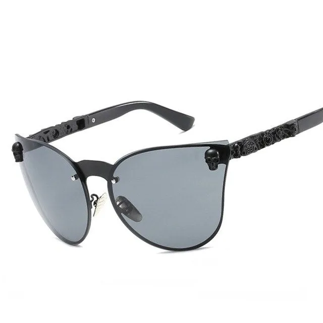 "Khrome Kitty" Cat-Eye Skull Women's Sunglasses - 8 Color Options