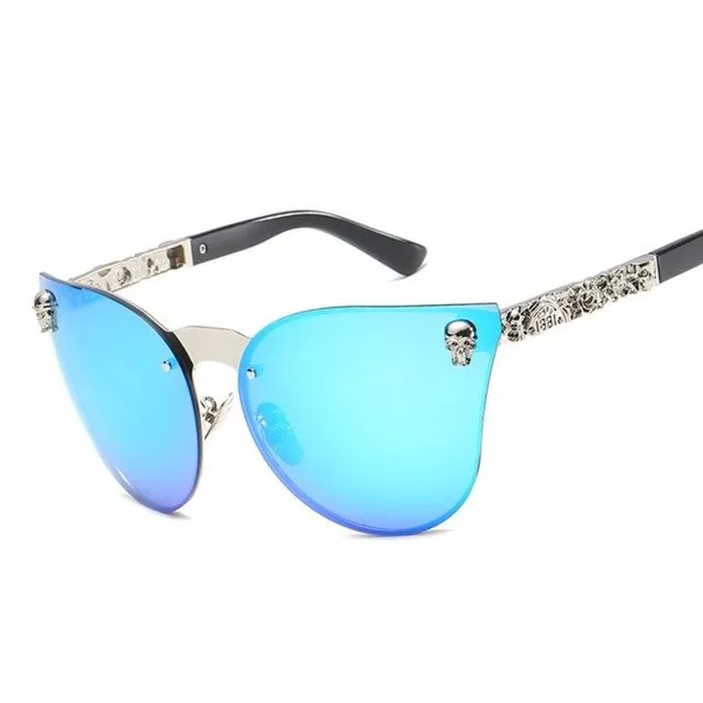 "Khrome Kitty" Cat-Eye Skull Women's Sunglasses - 8 Color Options
