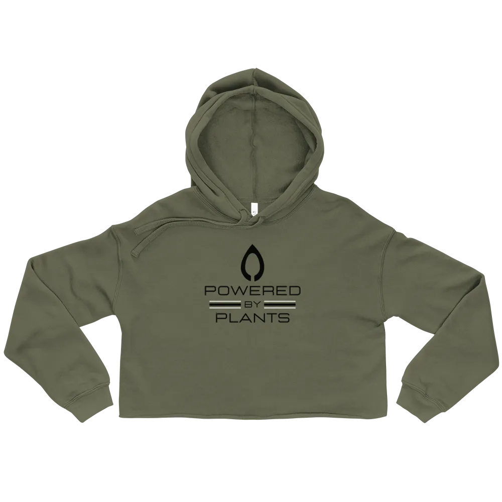 "Powered By Plants" Women's Crop Hoodie Eco Sweatshirt