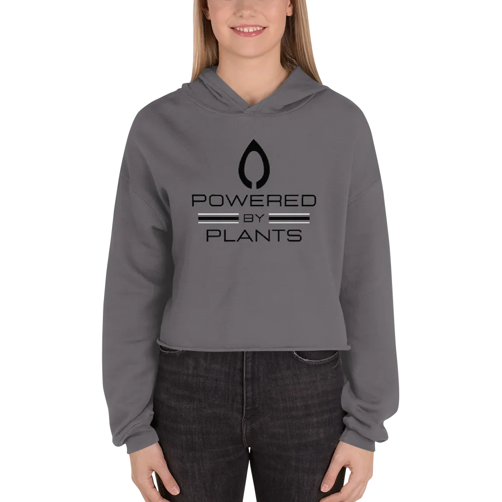 "Powered By Plants" Women's Crop Hoodie Eco Sweatshirt